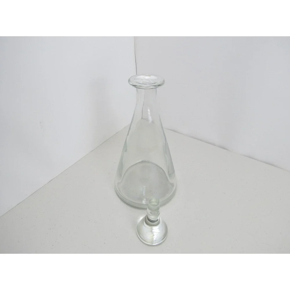 Vintage Wine Porto Sandeman White Silhouette Etch Logo Glass Decanter Carafe (C)